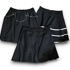 Lot of 3 Skater Skirts 2 Hot Topic 1 Unbranded Black Metal Belt Medium